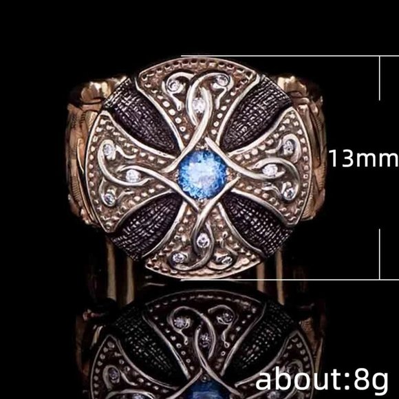 💥 Unisex Black Enamel Signet Ring Rose Gold Blue Fashion Ring, GPMB1486-7 - Picture 8 of 8